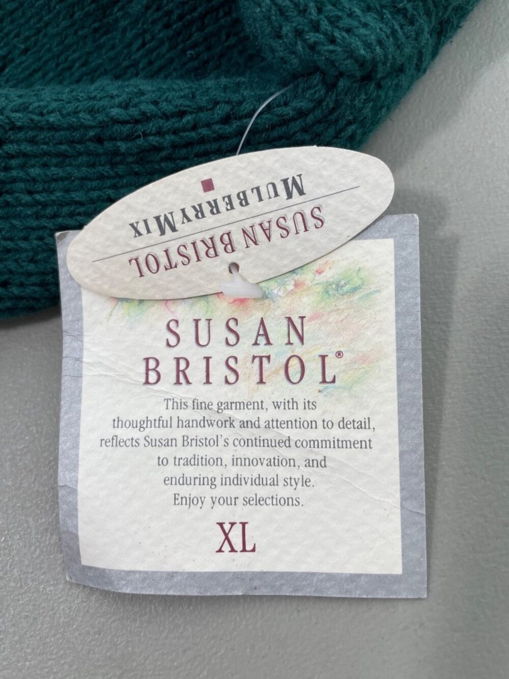 Vintage 90s Susan Bristol Cardigan Sweater XL Floral Button Front Deadstock NEW - Picture 8 of 10